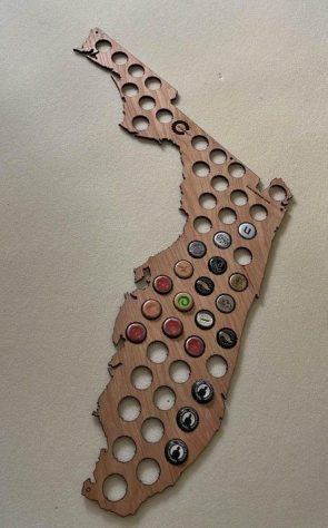 Florida gifts A map of Florida with holes for beer caps