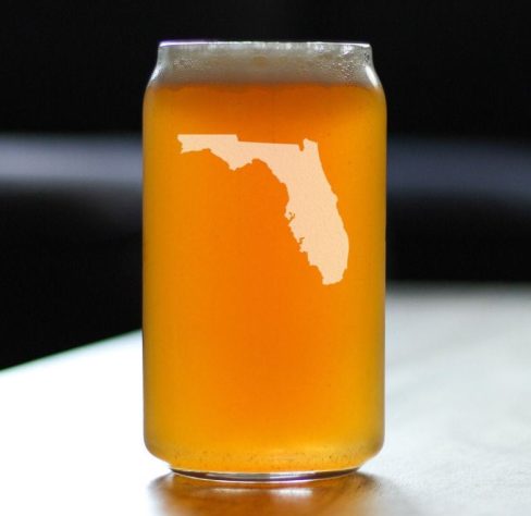 Florida gifts A glass of beer with the map of Florida etched