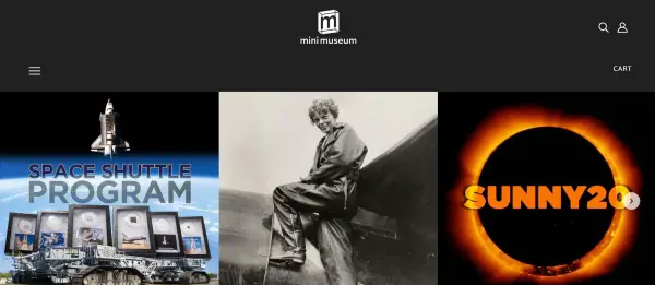Screenshot of Mini Museum website for keepsakes from museums