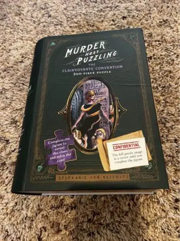 gifts for puzzle lovers The package of a jigsaw puzzle murder mystery