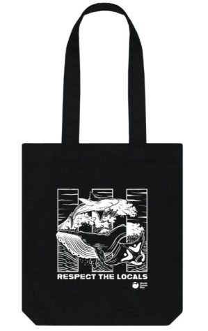 ocean-themed gifts A black tote bag with a print to protect the ocean