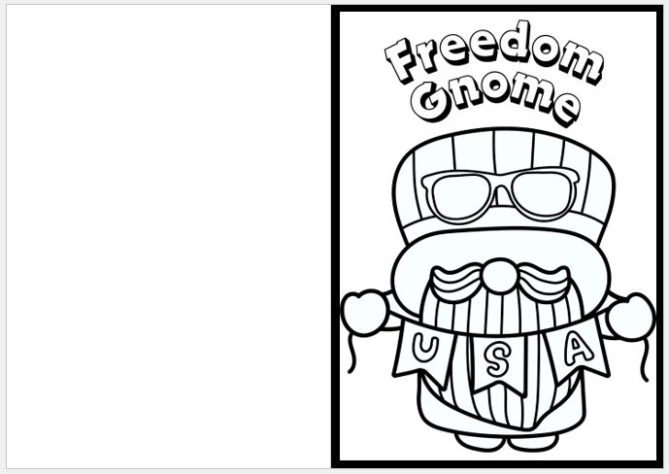 Freedom gnome coloring page