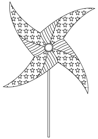 coloring-pages-4th-of-july15 4th of July coloring page of a pinwheel with the US flag design