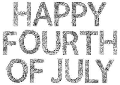 coloring-pages-4th-of-july29 Mandala style letters of "Happy Fourth of July"
