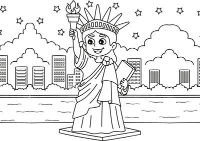 coloring-pages-4th-of-july30 Statue of liberty cute girl coloring sheet