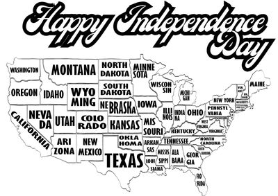 coloring-pages-4th-of-july34 Happy independence day and the map of the US to color in with all the states' names