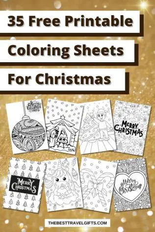 35 Free Printable coloring sheets for Christmas with eight examples of coloring sheets