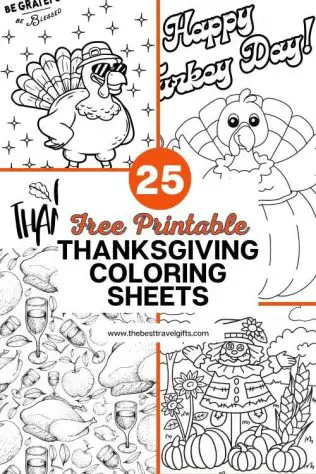 25 Free printable Thanksgiving coloring sheets with four examples