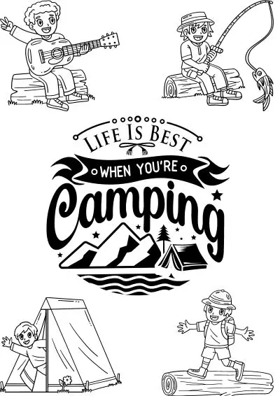 travel-coloring-pages-17 travel coloring images of a boy camping