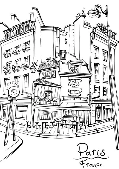 travel-coloring-pages-22 Paris street coloring page