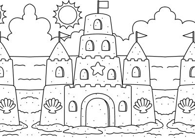 travel-coloring-pages-27 A coloring shete of a sandcastle