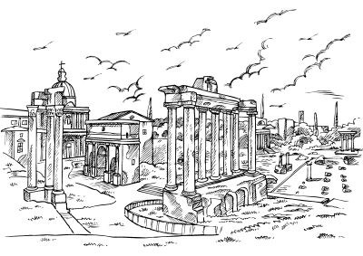 travel-coloring-pages-30 Ancient Greece coloring scene