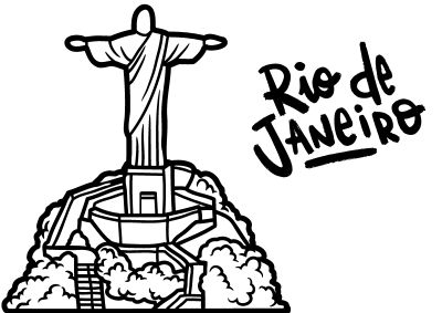travel-coloring-pages-34 A coloring sheet of the Cristo statue in Rio De Janeiro