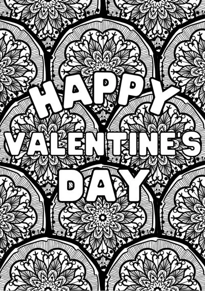 valentine-coloring-sheet (6) Happy Valentine's Day coloring sheet in mandala style