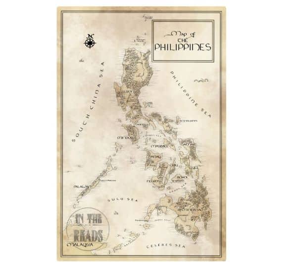 A vintage map of Philippines in the style of Lord of The Rings