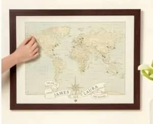 wedding gifts for travelers Travel wedding gifts: world map