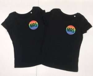wedding gifts for travelers Black shirts with Mrs