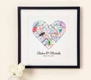 wedding gifts for travelers A heart of passport stamps