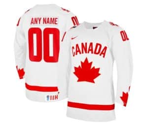 A white ice hockey jersey from Canada's national team