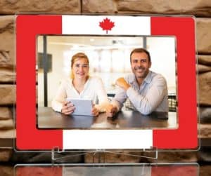 A photo frame with the flag of Canada