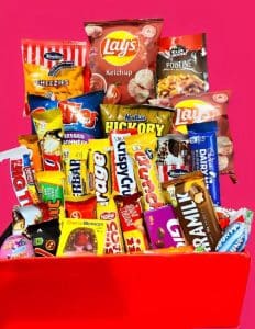 A Canada gift box filled with snacks from Canada