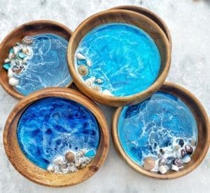hawaiian gifts A set of handmade dishes with an ocean-theme from Hawaii