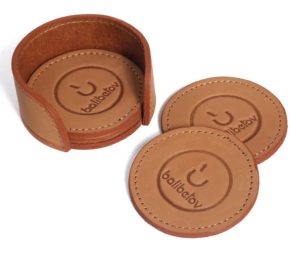 Argentina gifts Handmade brown leather coasters from Argentina