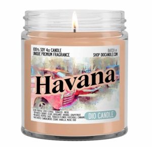 Cuban gifts A candle with a label from Havana, Cuba