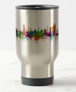 Travel mug with Copenhagen skyline