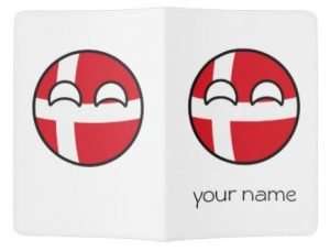 Passport cover with Denmark flag balls