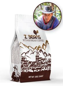 A bag of coffee beans from Ecuador