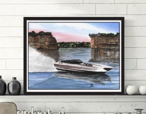 boating gifts A handmade painting of someone's boat