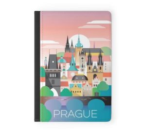 czech gifts Passport cover with an image of Prague, Czech Republic