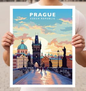 czech gifts A travel poster of Prague