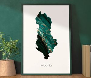 Albanian gifts A poster of the map of Albania