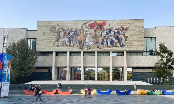 Albanian gifts A painting of the Albanian museum of national history in Tirana