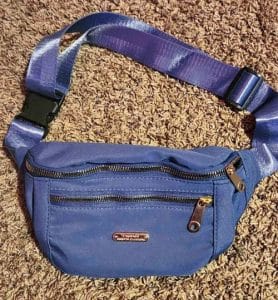 stocking stuffers for travelers A blue fanny pack