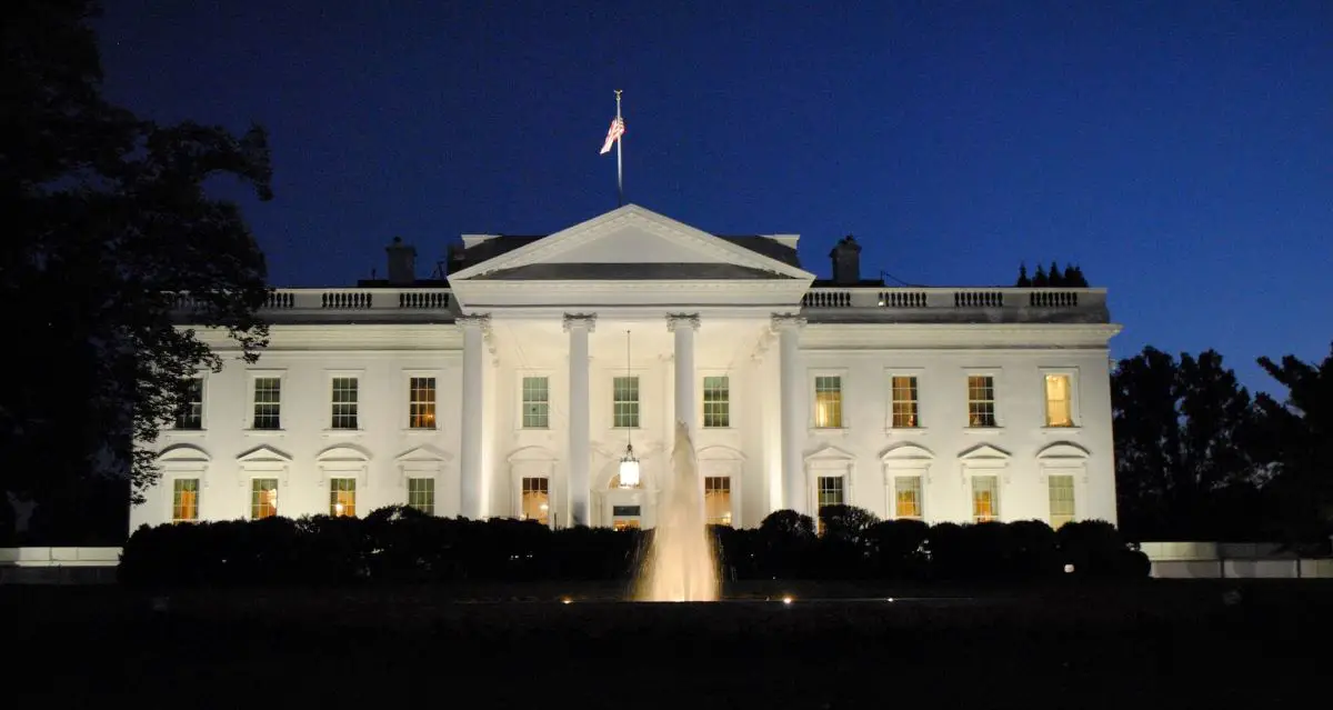 The White House at night
