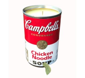 gifts for soup lovers A candle in the tin of Cambells chicken noodle soup