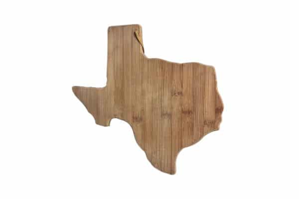 Texas gift ideas A bamboo cutting board in the shape of the map of Texas