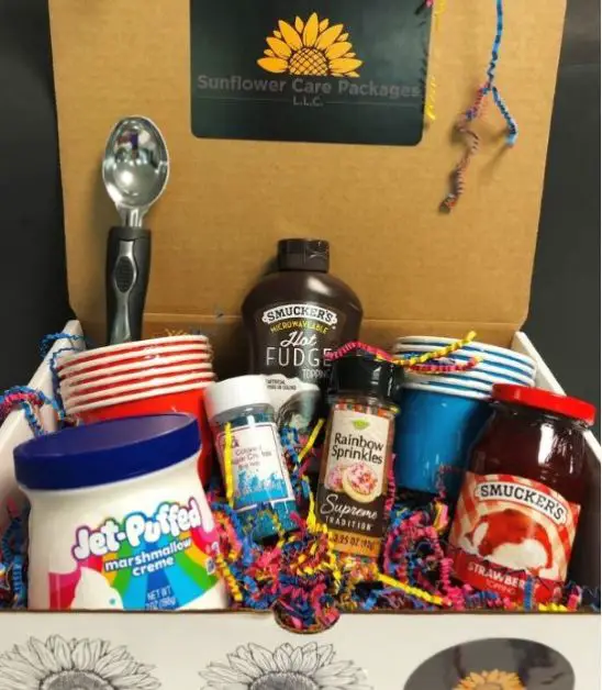 An ice cream gift basket