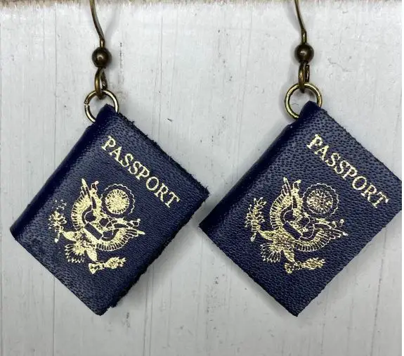 funny travel gifts Two earrings in the shape of small passports
