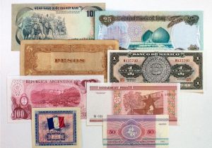 gifts for history buffs A collections of colorful cash from different countries