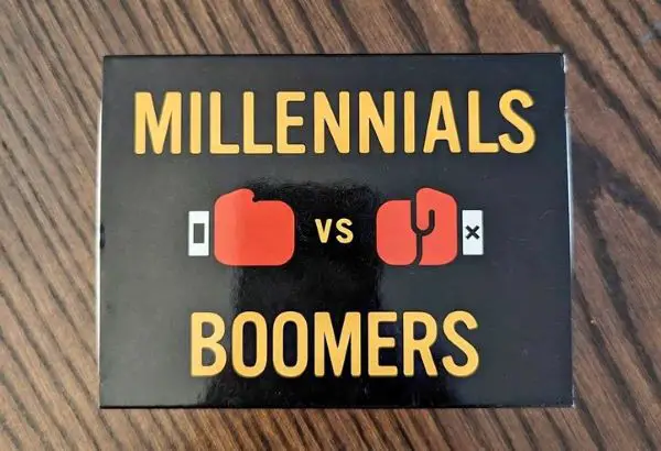 gifts for trivia lovers A box of a trivia game called Millennials vs boomers