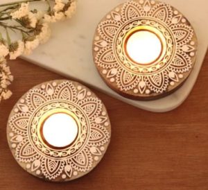 Indian gifts Two handmade candle holders from India