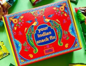 Indian gifts A box with "your Indian snack fix"