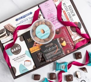 A chocolate gift basket