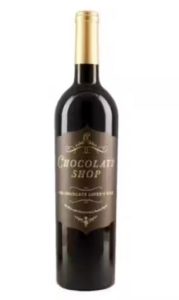 A bottle of wine from the chocolate shop