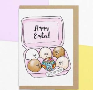 Easter card with a box filled with eggs