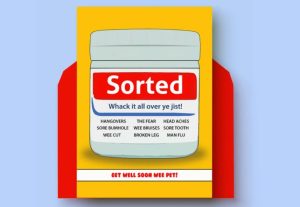 Funny sudo cream get well soon card
